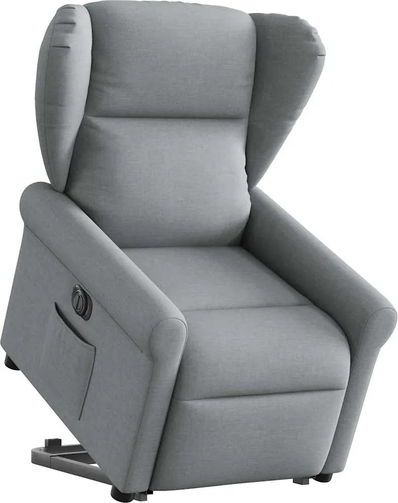 vidaXL Fotoliu electric rabatabil cu ridicare, gri deschis, textil