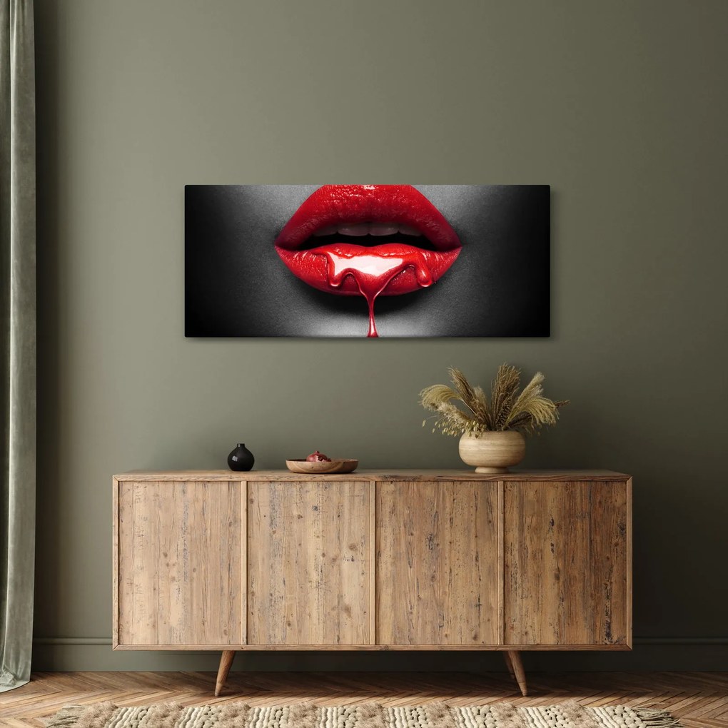 Tablou cu buze de femeie (120x50 cm)