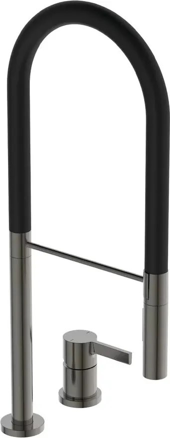 Baterie bucatarie cu pipa flexibila Ideal Standard Gusto 142 gri - negru semi-profesionala