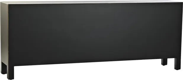Comodă TV living din lemn, negru, cu 2 uși, 8 sertare și medalion oriental cu ramură înflorită, 51 x 130 x 26 cm, „Zenora”