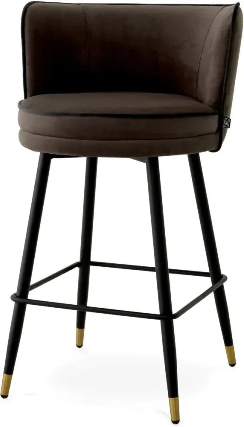 Scaun de bar pivotant design LUX Grenada Counter, catifea Savona gri