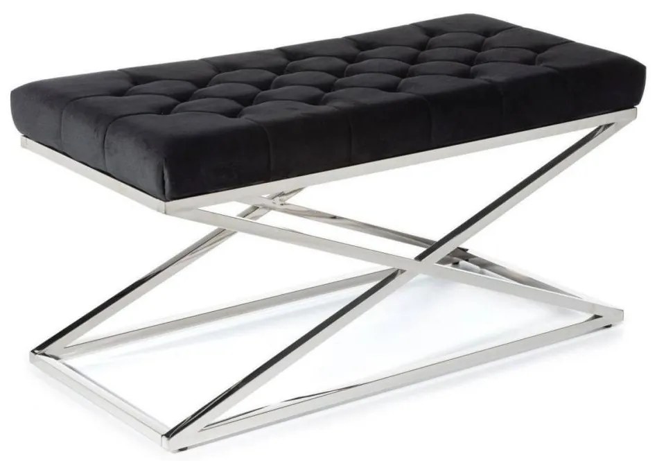 Bancă matlasată SALIBA 50x97 cm crom/neagră