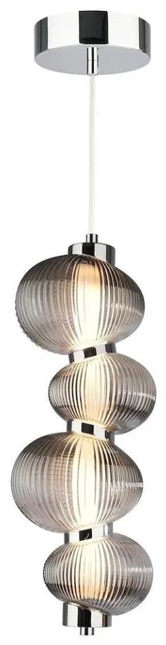 Lustră LED suspendată pe cablu BOLLA, 17W/230V, Ø 16 cm, crom lucios/gri fumuriu