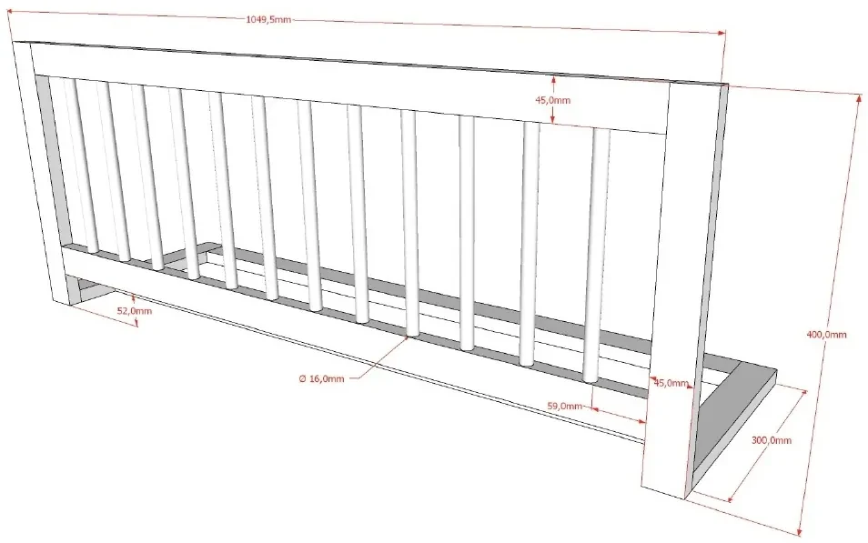 Set Pat Supraetajat Forrest Beech pentru Camera Copii, 90x200 cm, cu Barieră de Siguranță, din Lemn Masiv de Fag, Alb – Vipack