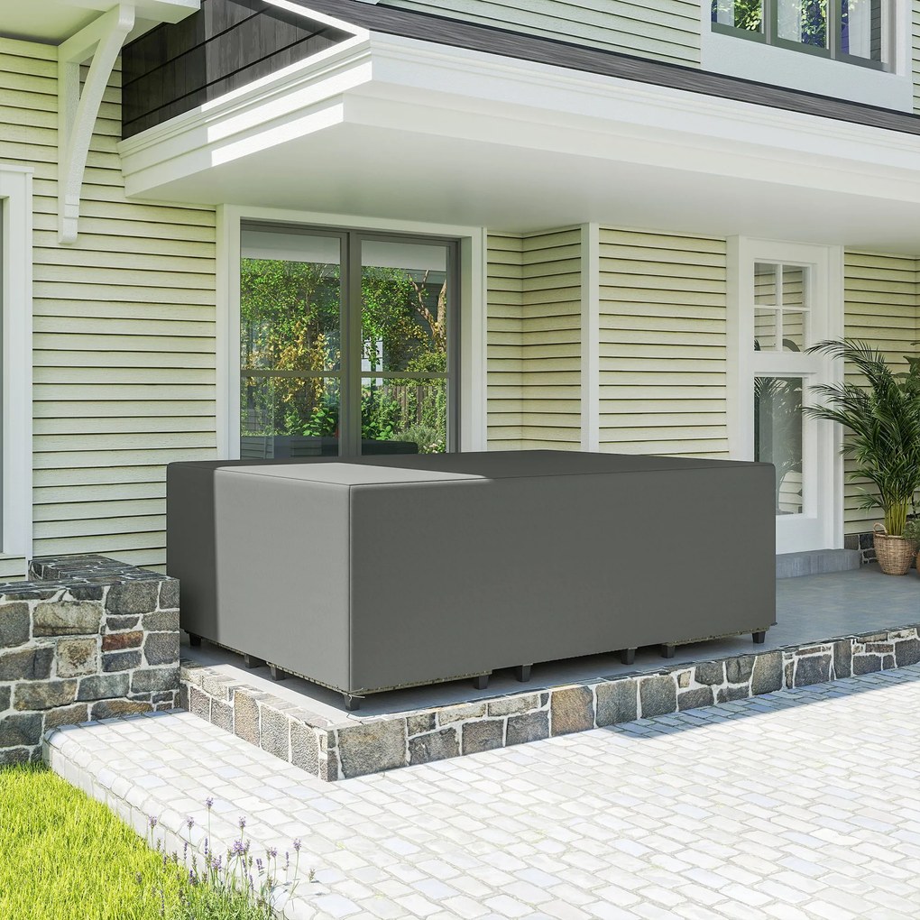 Outsunny Husă pentru mobilier de grădină, husă pentru set de grădină impermeabilă, rezistentă la vânt și la UV, 275 x 205 x 90 cm, gri | Aosom Romania