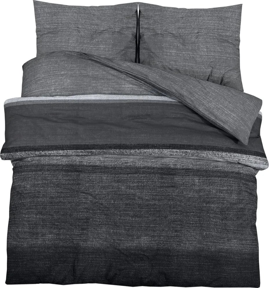 vidaXL Set cu husă de pilotă, gri închis, 140x200 cm, bumbac