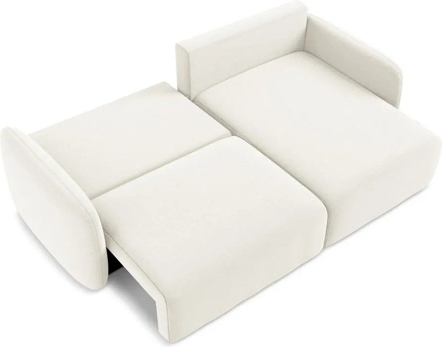 Colțar crem extensibil/cu spațiu de depozitare cu tapițerie din catifea (cu colț pe partea dreaptă/cu șezlong) Kalena – Makamii