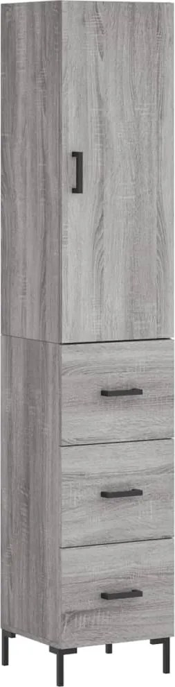 vidaXL Dulap înalt, gri sonoma, 34,5x34x180 cm, lemn prelucrat