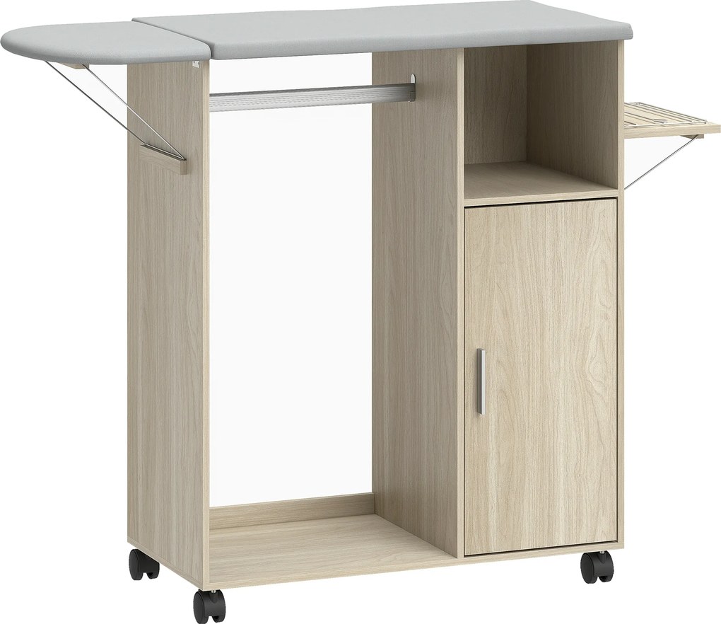 HOMCOM Dulap Masa Calcat – 3 Rafturi, Blat Burete &amp; Ghidaj Rufe | Aosom Romania