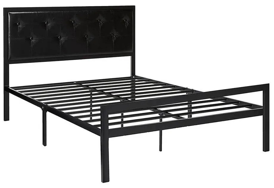 Cadru pat metalic Hanna cu grilaj cadou-160x200 cm-negru