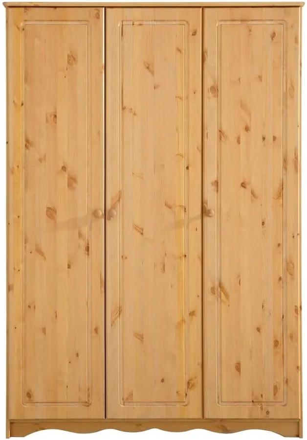 Șifonier din lemn de pin masiv cu 3 uși Støraa Amanda, natural