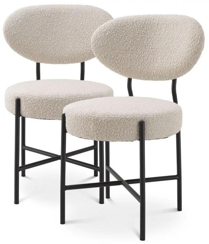 Set de 2 scaune design LUX Vicq, boucle crem 115034 HZ