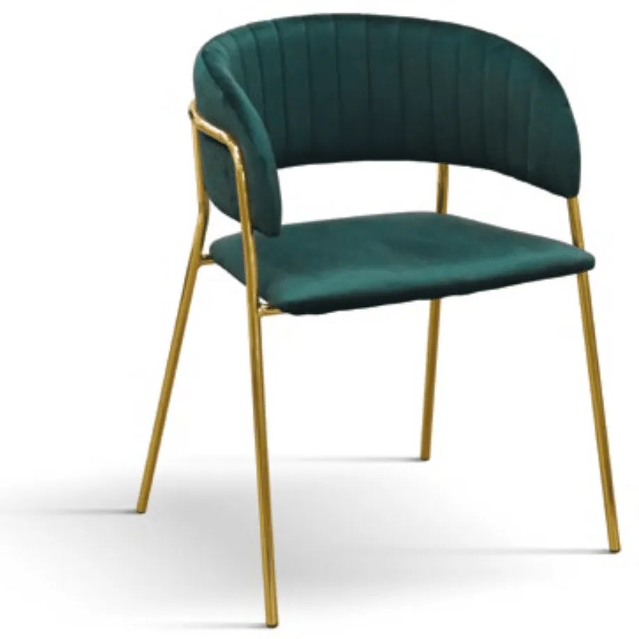 Set 2 scaune Milano, structura metalica aurie, catifea - VERDE INCHIS - CATIFEA - AURIU - STANDARD