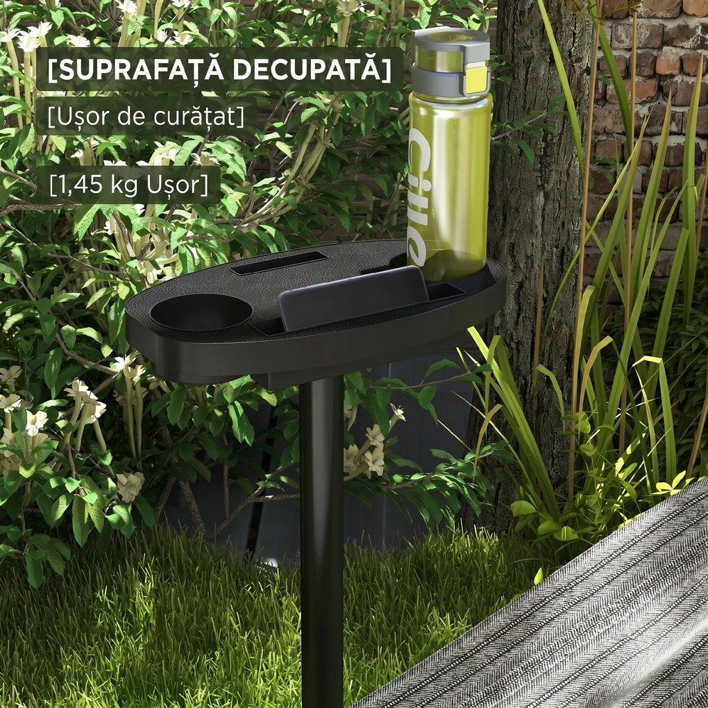 Outsunny Suport pentru hamac 9,4ft si suport lateral pentru tava, Suport pentru plasa de hamac cu cadru din otel, pentru hamacuri stil plasa