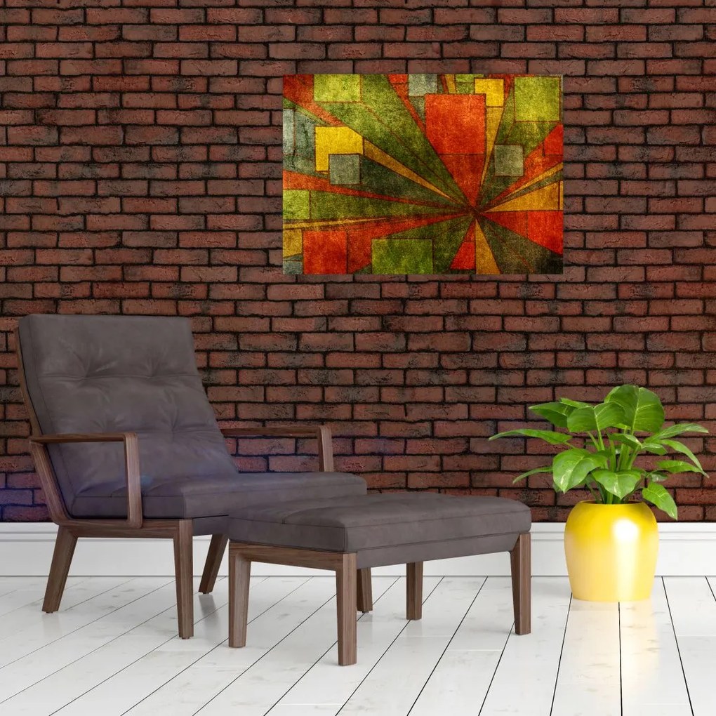 Tablou pe sticlă cu abstracție geometrică (70x50 cm)