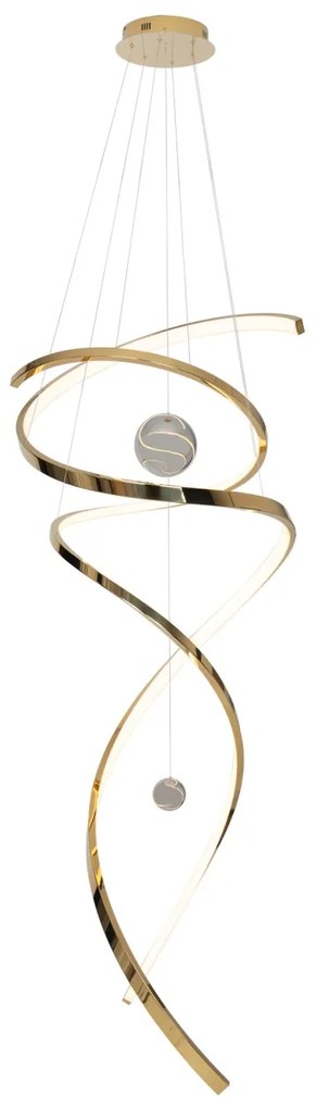 Lustra suspendata LED dimabila, design elegant RITZ auriu P0427D MX