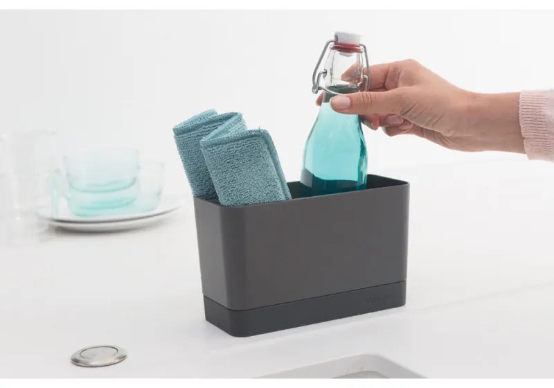 Organizator pentru chiuveta Brabantia SinkSide 1000209, Antiderapant, Silicon, Gri inchis