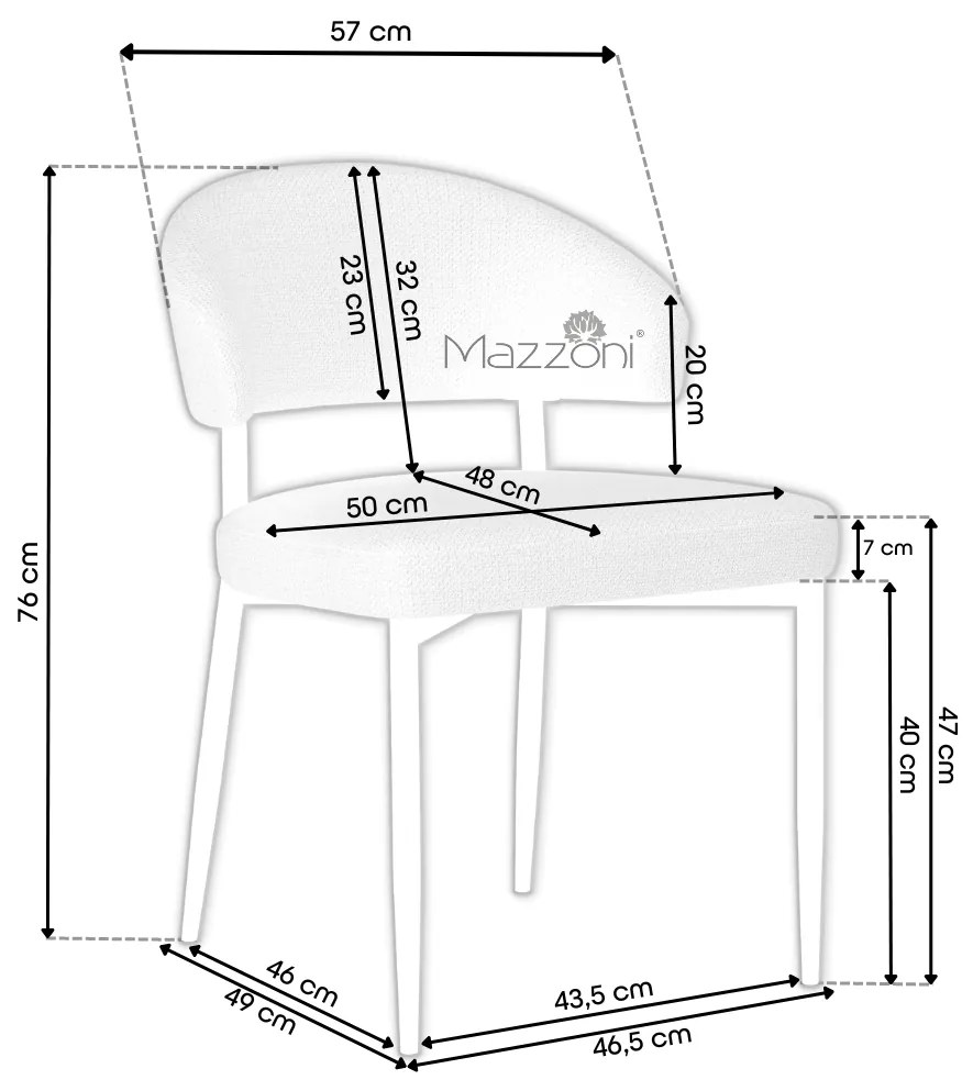 MAZZONI EXPORT IRIS Gri (material Monza 120) - SCAUN MODERN TAPIȚAT BOUCLÉ PENTRU SALON/SUFRAGERIE LOFT