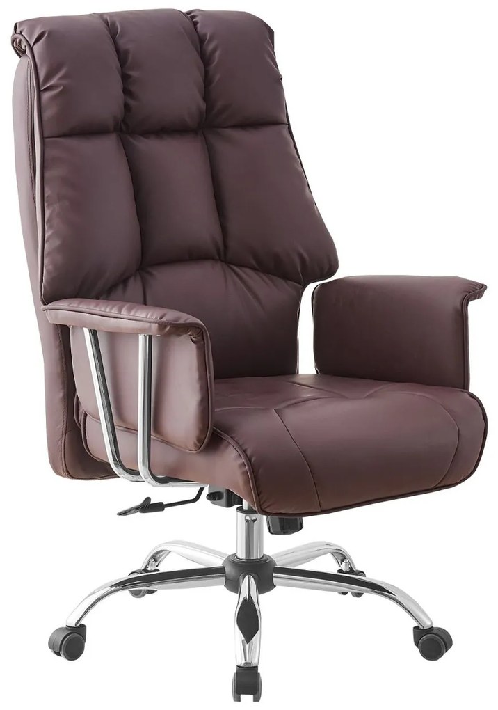 Scaun directorial, buretare generoasa, functie inclinare, piele PU, Maro