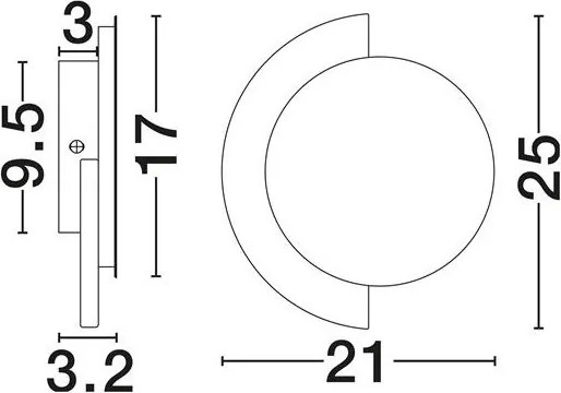 Aplica de perete LED metal auriu si travertin MOLLI 21cm