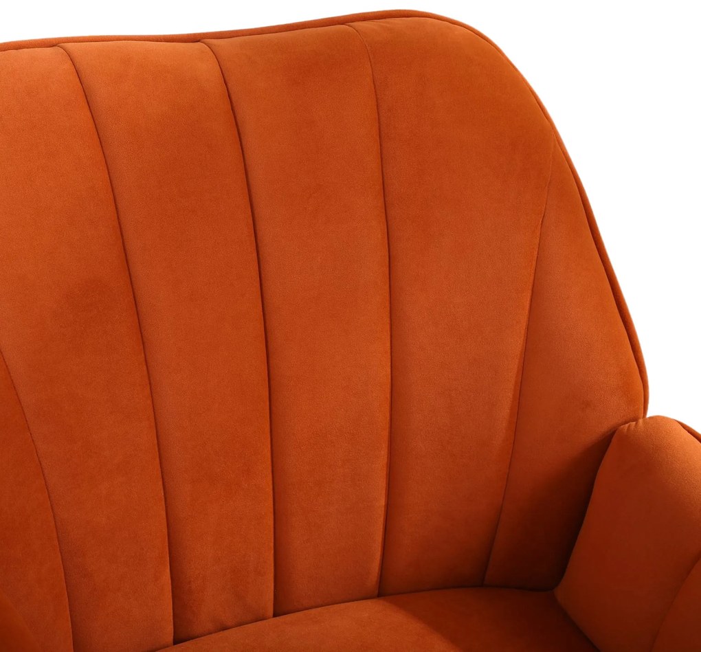Set de 2 scaune de living din catifea, Design ergonomic, Culoare portocaliu