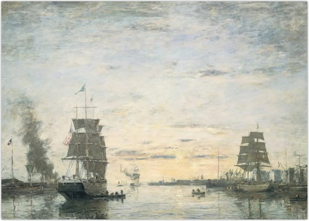 Tablou - Eugène Boudin, Entrance to the Harbor, Le Havre, reproducere (70x50 cm)