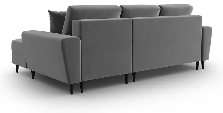 Colțar gri deschis extensibil, cu spațiu de depozitare cu tapițerie din catifea (cu colț pe partea dreaptă, cu șezlong) Kyoto – Cosmopolitan Design