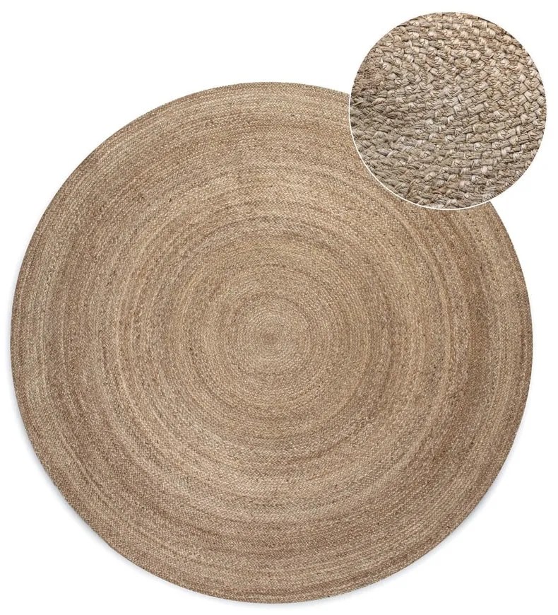Covor grej reversibil rotund din iută ø 100 cm Braided – Hanse Home