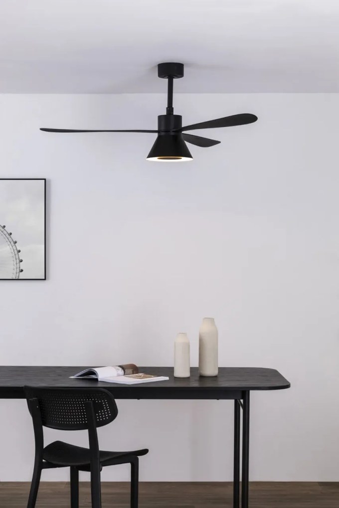 Lustra cu Ventilator si telecomanda AMELIA L CONE LED negru