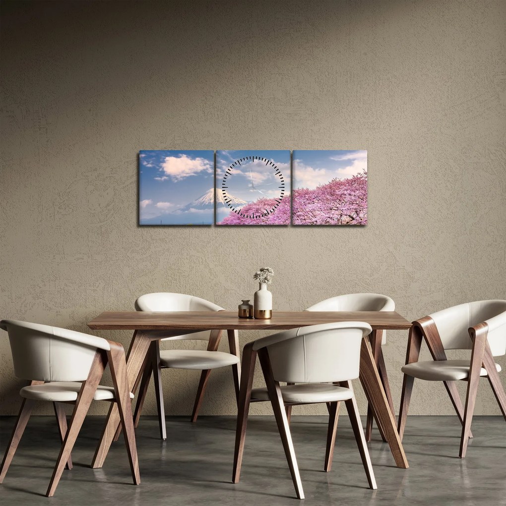 Tablou - Peisaj de primăvară japonez (cu ceas) (90x30 cm)