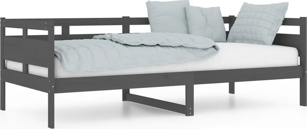 vidaXL Pat de zi, gri, 90x200 cm, lemn masiv de pin