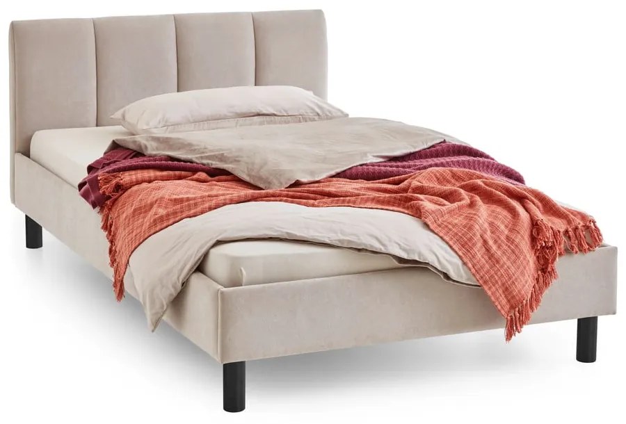 Pat matrimonial bej tapițat fără somieră 140x200 cm Joker – Meise Möbel