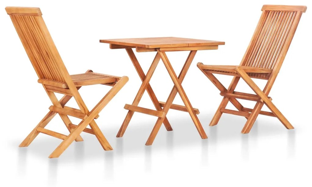 vidaXL Set mobilier de bistro pliabil, 3 piese, lemn masiv de tec