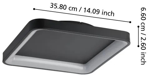 Plafonieră LED dimabilă Eglo 901252 LORETELLO LED/12W/230V negru + telecomandă