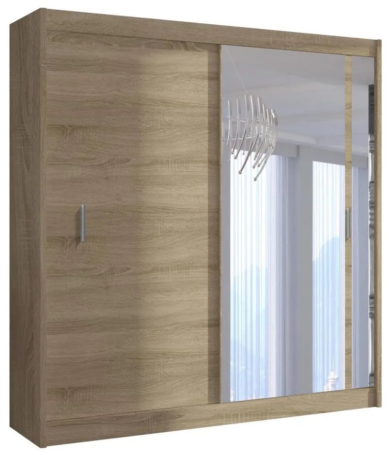 Dulap cu oglindă SABRINA 203x215 cm, stejar Sonoma