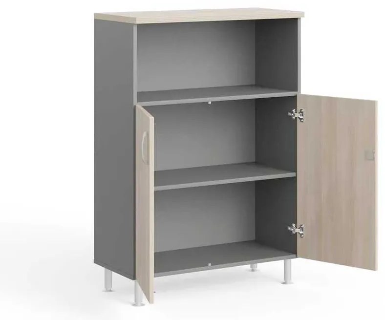 Dulap mediu Manager LUX 90 x 43 x 129,2 cm, salcâm deschis / gri