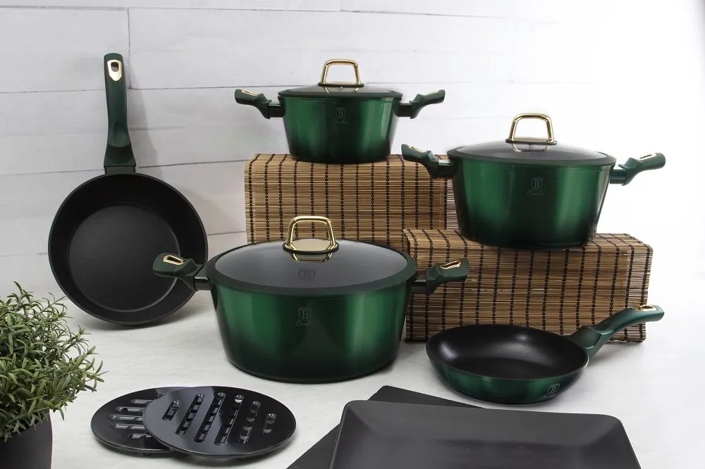 Set oale marmorate cu capace 10 piese Emerald Collection Berlinger Haus BH 6065