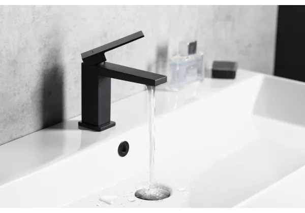 Sapho - Baterie pentru lavoar LATUS, 14 cm, negru mat