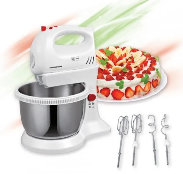 Heinner HMBR-300W - Mixer de mână cu bol rotativ 300W/230V alb
