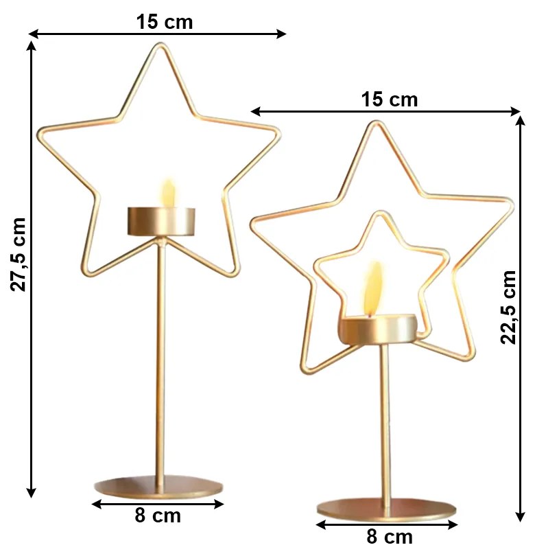 Sfeşnice metalice, set de 2, auriu, MERLEN