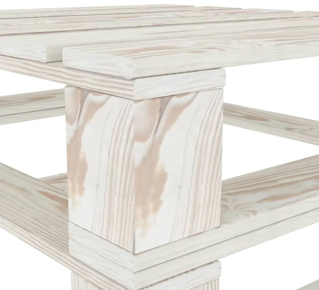 Masa de gradina din paleti, alb, lemn 1, Alb