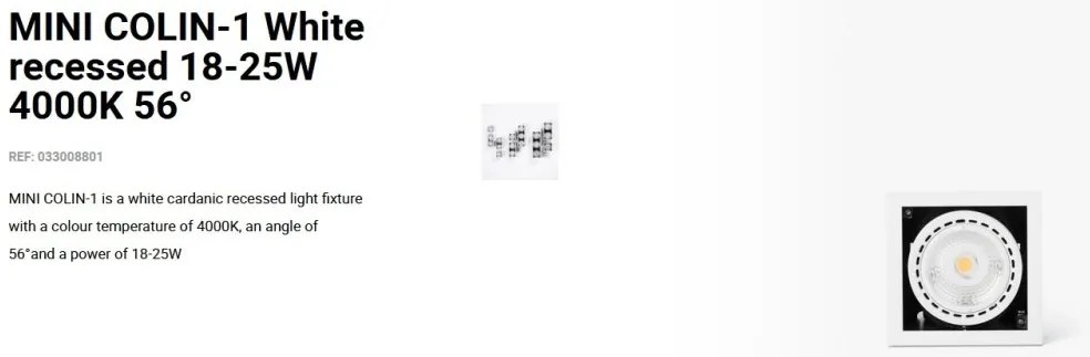 Spot LED incastrabil MINI COLIN-1 White recessed 18-25W 4000K 56°