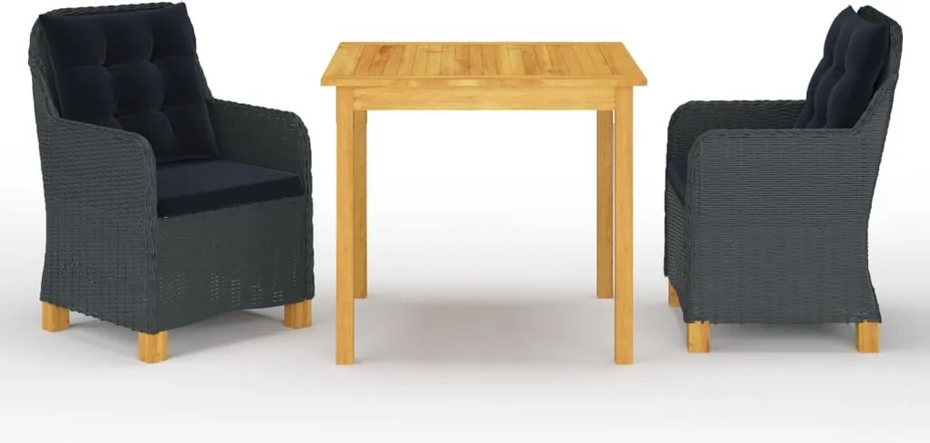 vidaXL Set de masă pentru grădină, 3 piese, gri închis