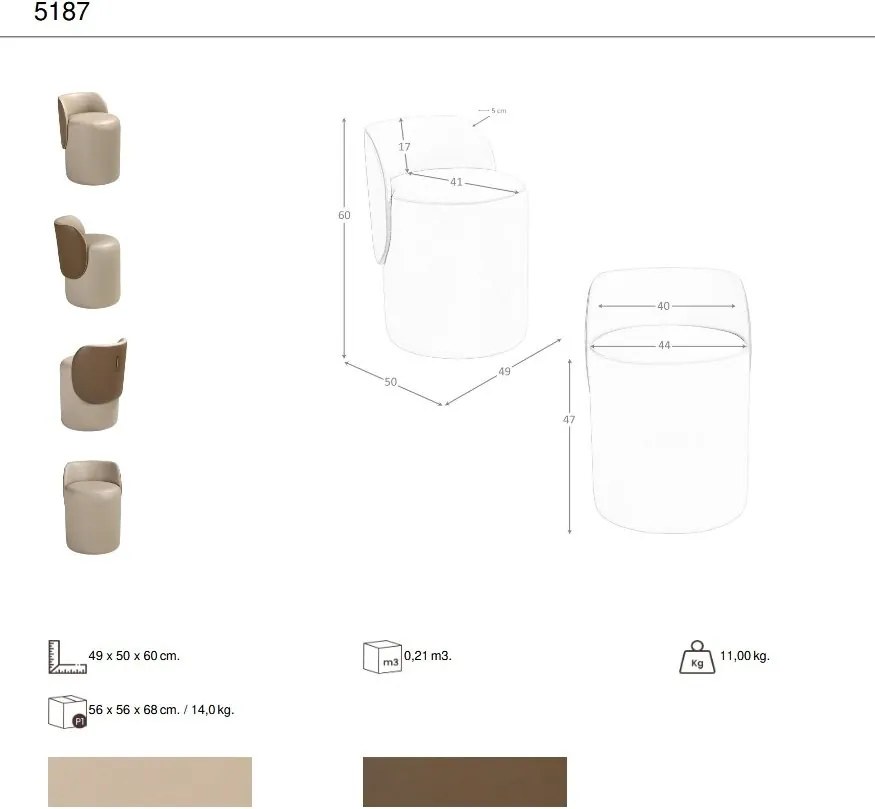 Taburete modern LUX piele sintetica Mink si Maro