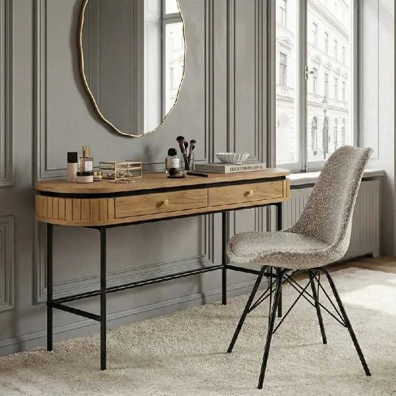 Set 4 scaune moderne Scandinavia imprimeu leopard bej-gri