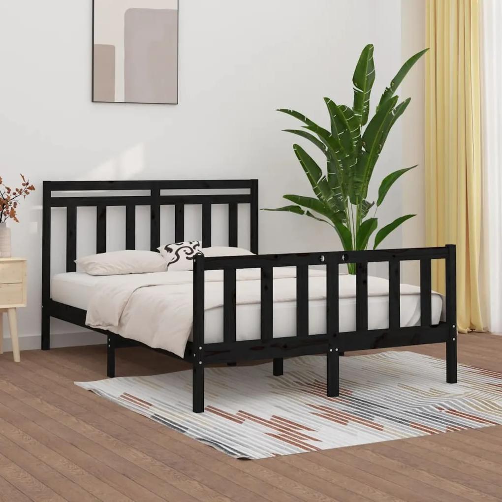 3107032 vidaXL Cadru de pat, negru, 140x200 cm, lemn masiv de pin