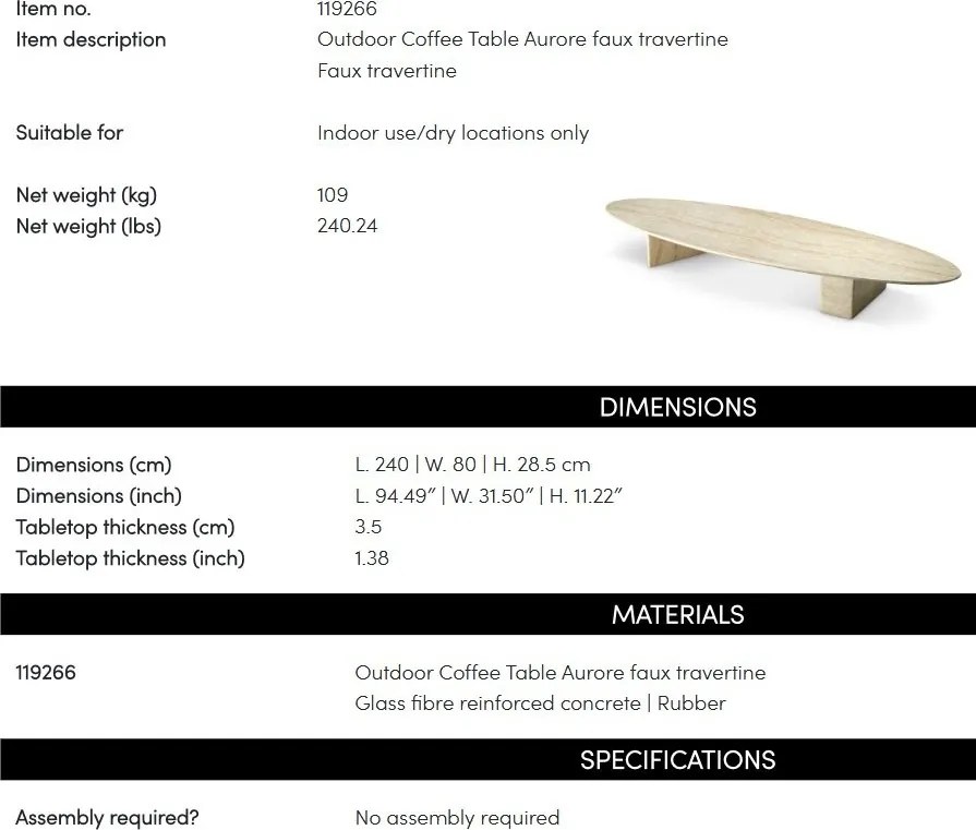 Masuta design LUX pentru Exterior, Aurore