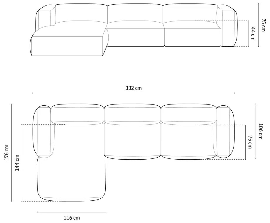 Colțar modular bej (cu colț pe partea stângă ) Martina – Micadoni Home