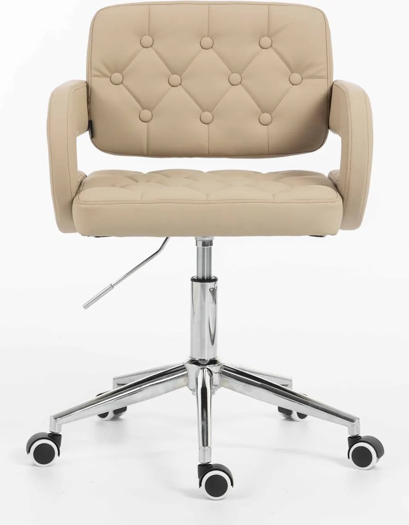 HR8403K Scaun Crem Piele Ecologica Premium Soft cu Bază Cromata