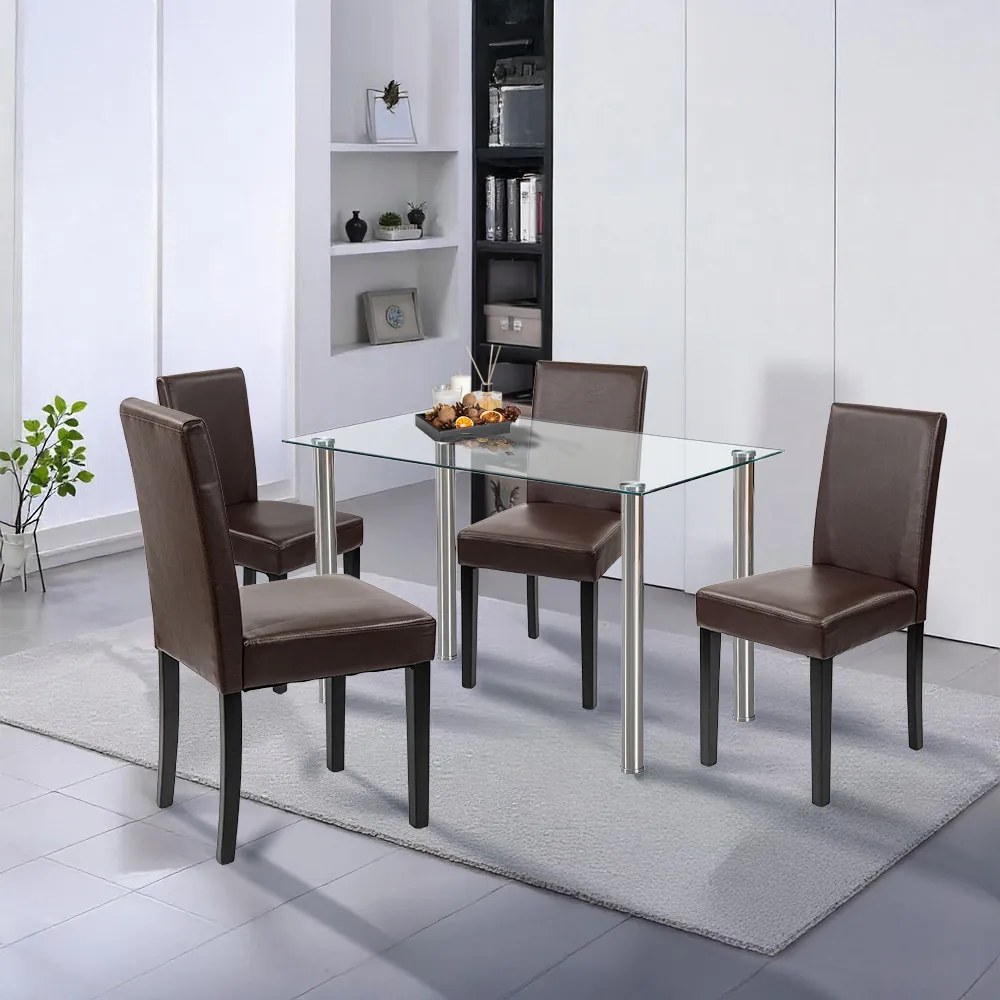 Set de masă Karin 4+1 alb-maro